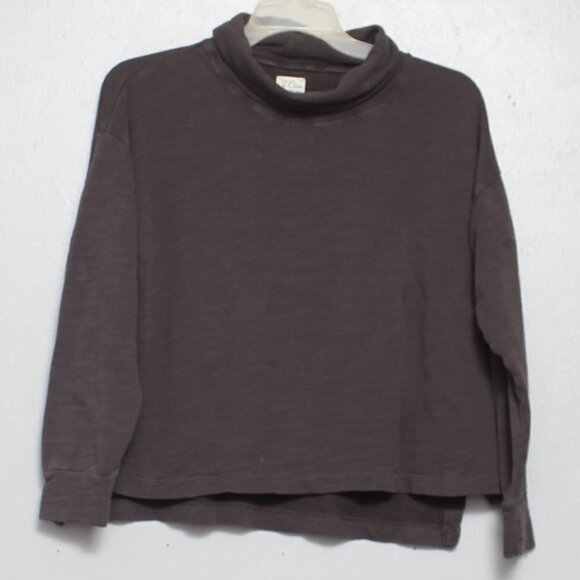 J crew vintage fleece charcoal gray mock neck cotton sweatshirt - Picture 1 of 6